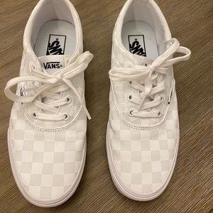 Vans white on white checkered